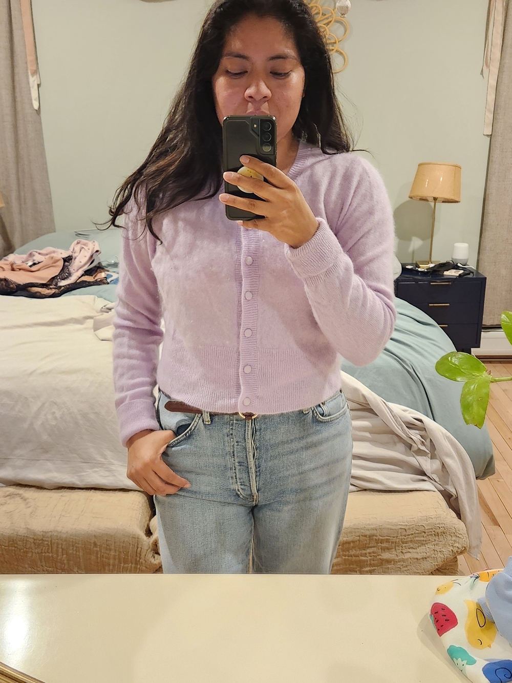 LoveShackfancy cashmere Lavender Button-Front Cropped Cardigan - Women